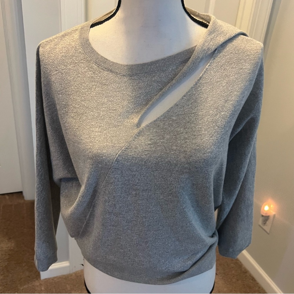 Gray Asymmetrical Cutout Sweater nwot